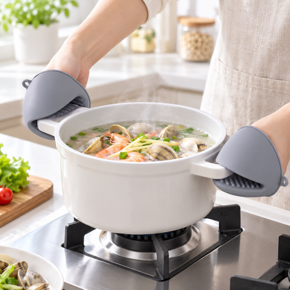 Gray Silicone Pinch Mitts for Kitchen Pot Handling