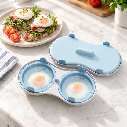 Microwave Egg Poacher with Dual Cups for Easy Breakfast Prep
